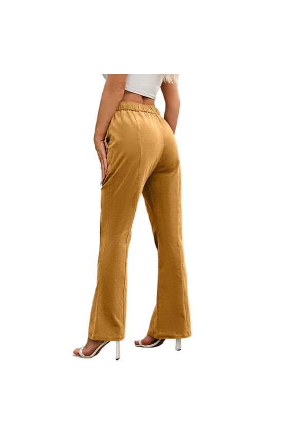 Women's Pants Plus Size Pants Women's Corduroy Wide Leg Flare Trousers Comfort and Fit Gold XS