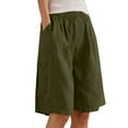 thumbnail image 1 of Wangmeiwg Women's Pants Women's Casual Pants and Lightweight Linen Wide-Leg Knee-Length Summer Pants with Drawstring and Pockets Comfortable Loose Fit for Women Green M, 1 of 7