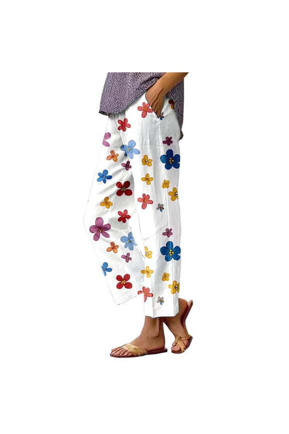 Women's Pants Women's Casual Summer Printed Casual Pants for Women - Lightweightwith Effortless Style Multicolor S
