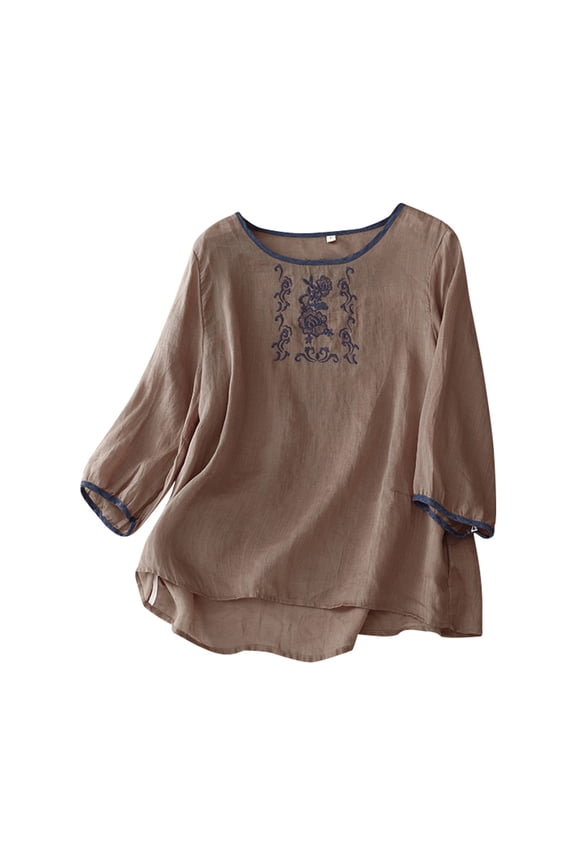 Women s Plus Size Linen Casual Loose Tunic Top Breathing Lightweight Boho Blouse Comfort Pink XXL