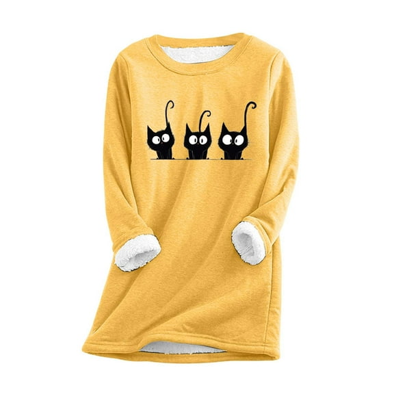 Wangmeiwg Women's Pullover With Print Comfortable Round Neck Winter Homewear Sweater Womens Long Sleeve Thermal