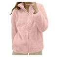 thumbnail image 1 of Wangmeiwg Women's Solid Color Jacket with Collar Zip Up Cozy Outerwear for Cold Weather Comfort and Casual Style Pink2 S, 1 of 3
