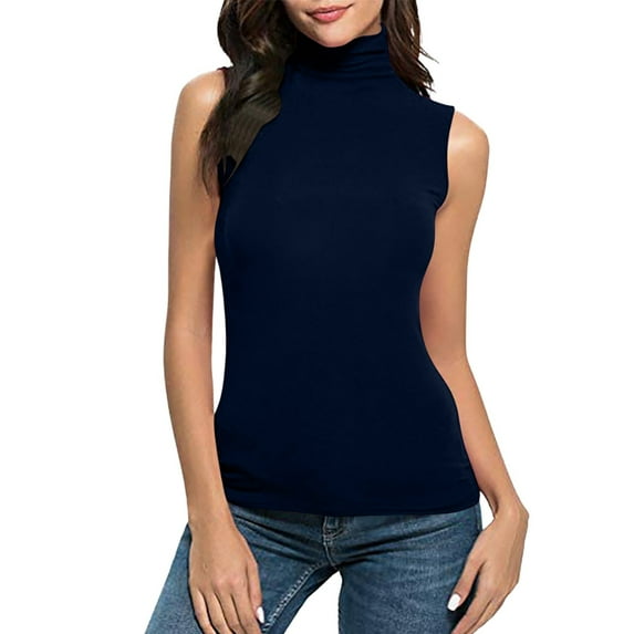 Wangmeiwg Women's Solid Color Pullover Sleeveless High Neck Casual Slim Fit Vest 3x Tops for Women plus Size
