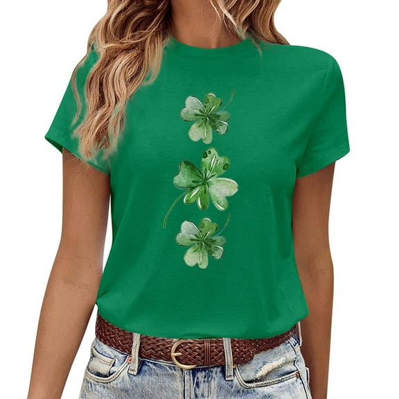 Wangmeiwg Women's St. Patrick's Day Crew Neck Short Sleeve T Shirt Summer Short Sleeve