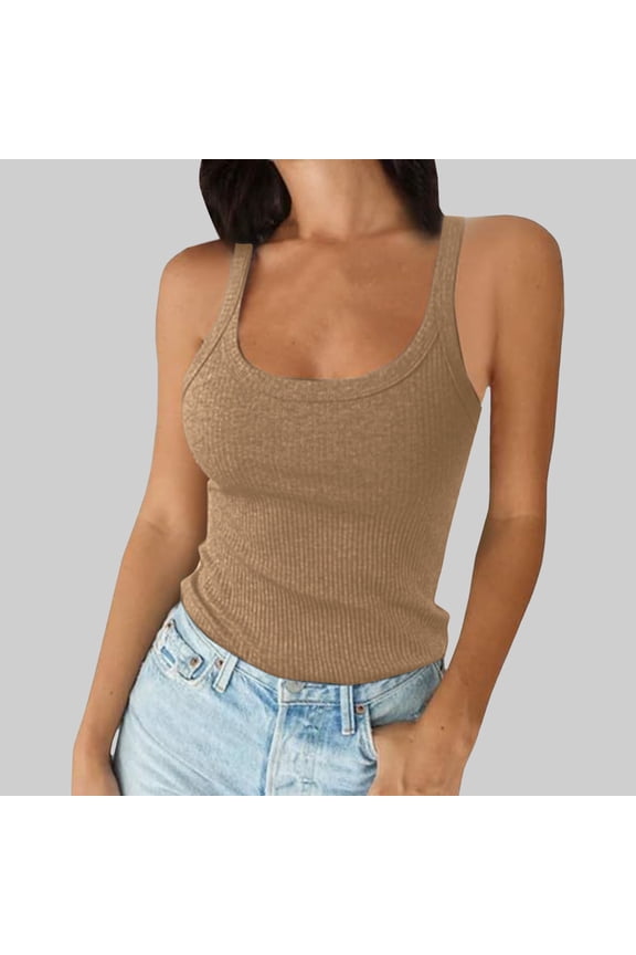 Women's Sweater Vest for Modern Layering Elegant Knit TankTop for Women Slim Fit Sleeveless Sleeveless Layering Top in Cozy Ribbed Knit Khaki M