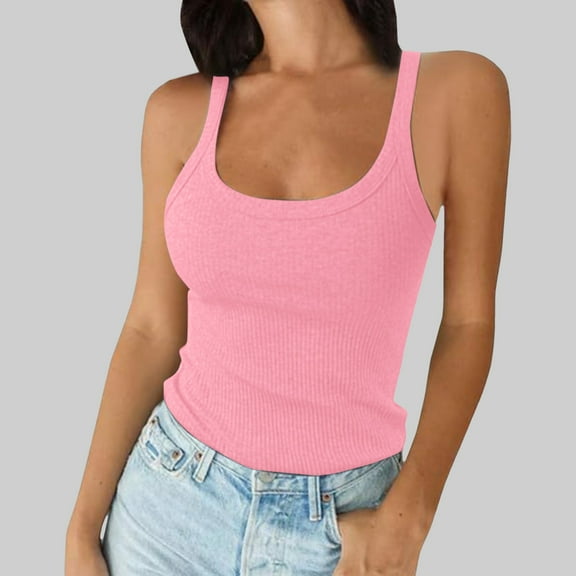 Wangmeiwg Women's Sweater Vest for Layering - Stylish Ribbed Spaghetti Strap Tank Top Camisole for Everyday Wear Pink S