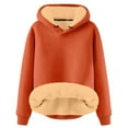 thumbnail image 1 of Wangmeiwg Women's Sweatshirts Autumn Winter Women's Solid Color Velvet Hoodie Soft Cozy Lined Pullover for Casual Wear Comfortable Warm Sweatshirt Orange M, 1 of 4