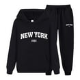thumbnail image 1 of Wangmeiwg Women's Sweatshirts Autumn York Letter Print Unisex Hooded Sweatshirt And Pants Matching Set Casual Athletic Sportswear For Men And Women Black XXL, 1 of 3