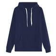 thumbnail image 1 of Wangmeiwg Women's Sweatshirts Fashionable Women's Hooded Solid Color Sweatshirt with Pocket - Casual Style for Everyday Wear and Comfortable Fit Dark Blue L, 1 of 2