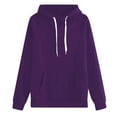 thumbnail image 1 of Wangmeiwg Women's Sweatshirts Fashionable Women's Hooded Solid Color Sweatshirt with Pocket for Casual Style and Comfortable Fit Purple L, 1 of 2