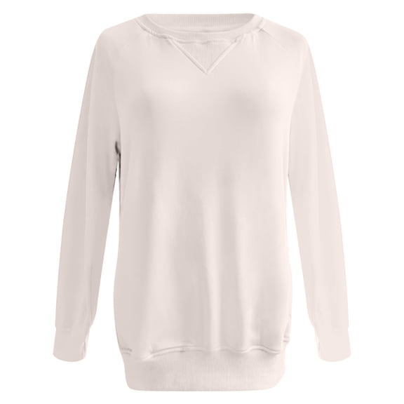 Wangmeiwg Women's Sweatshirts Ribbed Pocket Pullover Sweatshirt For Women Loose Fit Long Sleeve Top Soft Thermal Knit Fabric Autumn Winter Casual Comfortable Wear White L