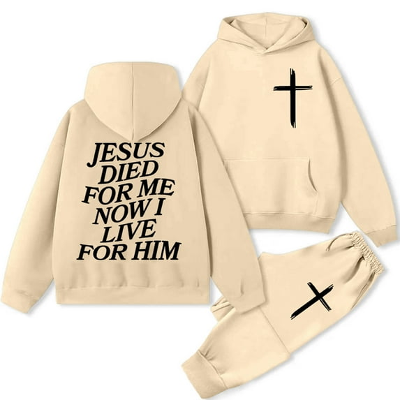 Wangmeiwg Women's Sweatshirts Winter Women's Hooded Sweatshirt and Trousers Suit Set Loose Fit Solid Color Heart Print Plus Size Velvet Casual Tracksuit Outfit for Ladies Beige M