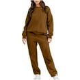 thumbnail image 1 of Wangmeiwg Women's Sweatshirts Women Trousers Suit Solid Sweatsuit Set Long Sleeve Pullover Sweatshirt Sweatpants Casual Outfit Ensemble for Brown L, 1 of 8