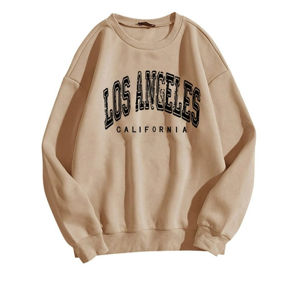 Wangmeiwg Women's Sweatshirts Women's Casual Long Sleeve Graphic Crewneck Pullover Top Soft Comfortable Everyday Wear Stylish Printed Sweatshirt Blouse For Ladies Khaki S