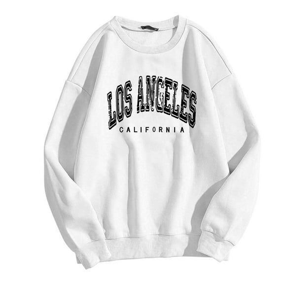 Wangmeiwg Women's Sweatshirts Women's Casual Long Sleeve Graphic Crewneck Pullover Top Soft Comfortable Everyday Wear Stylish Printed Sweatshirt Blouse For Ladies White S