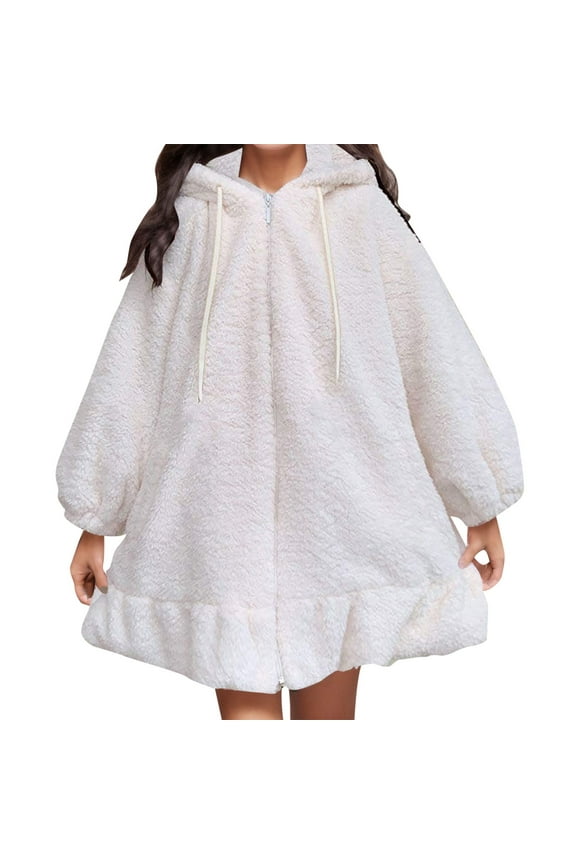 Women's Sweatshirts Women's Casual Solid Color Jacket Loose Fit Cute Bunny Hooded Sweatshirt Thick Warm Blouse Top for Everyday Comfort White XXL