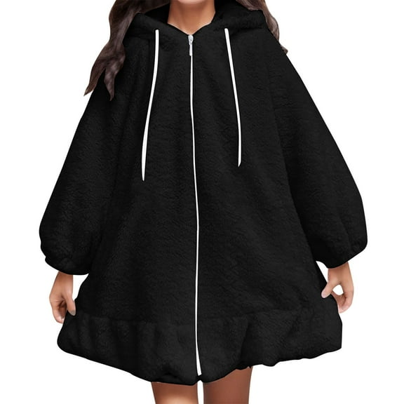 Wangmeiwg Women's Sweatshirts Women's Casual Solid Color Sweatshirt Loose Fit Bunny Cute Hoodie Thick Blouse Top for Everyday Comfort Black S
