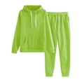 thumbnail image 1 of Wangmeiwg Women's Sweatshirts Women's Trousers Suit Ladies Solid Color Hooded Long Sleeve Sweatshirt With Pocket And Set Green S, 1 of 3
