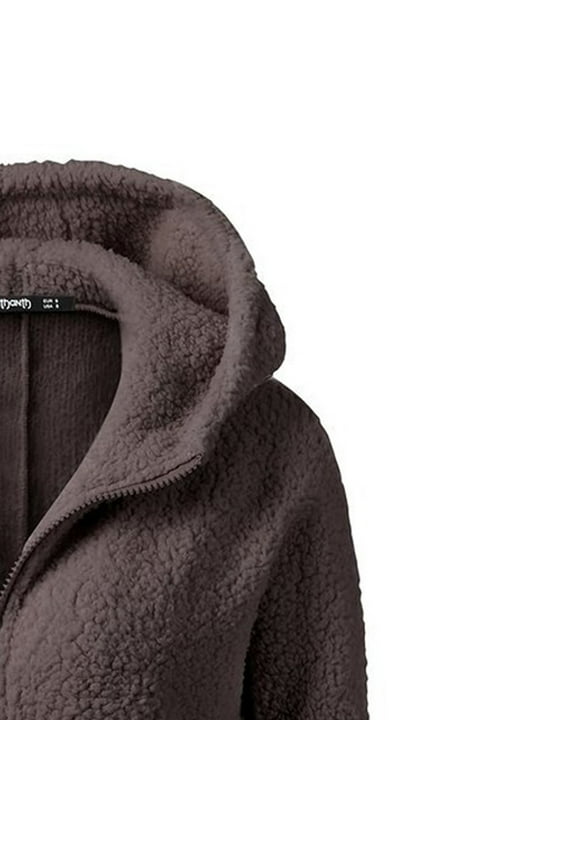 Women's Sweatshirts Women's Casual Wool Blend Hooded Winter Coat with Zipper Front and Warm Sweater Style for Everyday Outerwear Comfort Coffee XXL