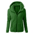 thumbnail image 1 of Wangmeiwg Women's Sweatshirts Women's Hooded Jacket Winter Warm Wool Blend Zipper Coat Outerwear for Cold Weather and Comfort Green 3XL, 1 of 5
