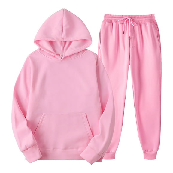 Wangmeiwg Women's Sweatshirts Women's Hooded Trousers Suit Winter Warm Casual Set with Comfortable Hoodie and Pants for Everyday Outfits Red M