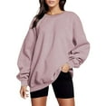 thumbnail image 1 of Wangmeiwg Women's Sweatshirts Women's Hoodies Pullover Sweatshirt for Autumn Winter Soft Loose Fit Solid Color Casual Long Sleeve Top ComfortableWarm Knitted Sweater Fashion Tunic Pink XL, 1 of 3