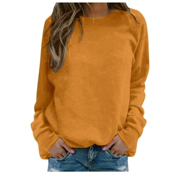 Wangmeiwg Women's Sweatshirts Women's Hoodies Sweatshirt Daily Outdoor Workout Long Sleeve O Neck Printed Sweatshirt Street Blouse for Modern Streetwear Orange XL