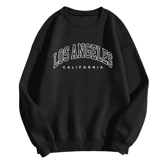 Wangmeiwg Women's Sweatshirts Women's Hoodies Sweatshirt Printed Round Neck Pullover Long Sleeve Street Style Black L