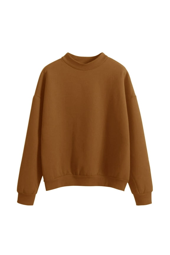 Women's Sweatshirts Women's Hoodies Sweatshirt Solid Color Custom Logo Knitted Pullovers Thick Autumn Winter Loose Plus Size Hoodies Brown XXL