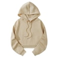 thumbnail image 1 of Wangmeiwg Women's Sweatshirts Women's Hoodies & Sweatshirts Casual Solid Hooded Loose Sweatshirt Strap Split Long Sleeve Crop Top for Everyday Wear Beige S, 1 of 4