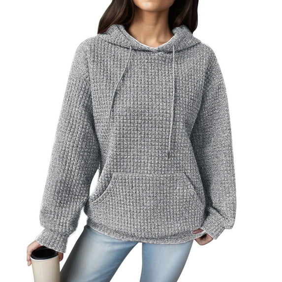 Wangmeiwg Women's Sweatshirts Women's Hoodies & Sweatshirts Loose Pullover Long Sleeve Spliced String Pocket Hoodie for Everyday Comfort and Style Grey S