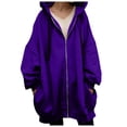 thumbnail image 1 of Wangmeiwg Women's Sweatshirts Women's Jacket Winter Warm Zip Up Hooded Long Coat Casual Streetwear Outerwear and Cold Temperatures Dark Purple XL, 1 of 6