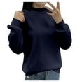 thumbnail image 1 of Wangmeiwg Women's Sweatshirts Women's Lined Turtleneck Pullover Soft Thermal Long Sleeve Crewneck Sweatshirt Casual Loose Fit Comfortable Solid Color Hoodies Top for Everyday Wear Navy XXL, 1 of 3