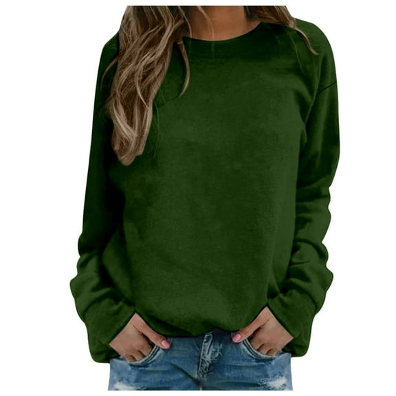 Wangmeiwg Women's Sweatshirts Women's Long Sleeve O-Neck Printed Streetwear Top for Daily Home Outdoor Workout and Casual Blouse Fashion Comfort Dark Green L