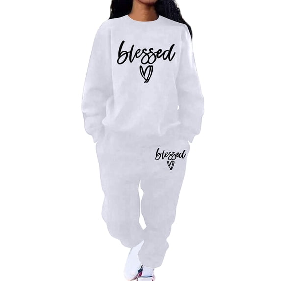 Wangmeiwg Women's Sweatshirts Women's Trousers Suit Stylish Comfortable Loose Hoodie and Sweatpants Set for Casual Loungewear White M
