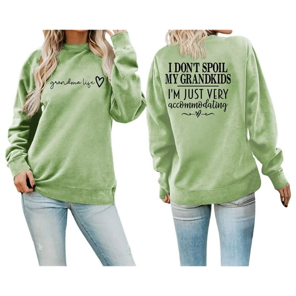 Wangmeiwg Women's Sweatshirts Women's Winter Fashion Festive Christmas Print Round Neck Hoodies Sweatshirt Top Casual Long Sleeve Pullover Soft Comfortable Blouse Holiday Outfit Green S