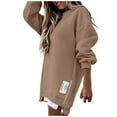 thumbnail image 1 of Wangmeiwg Women's Sweatshirts Womens Long Sleeve Zipper Slit Sweatshirt Casual Pullover Hoodies Top with Front Pockets for Everyday Comfort Brown L, 1 of 6