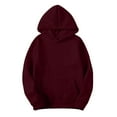 thumbnail image 1 of Wangmeiwg Women's Sweatshirts Womens Slim Sweatshirts Pullover Hoodies Short Velvet Sweaters Long Sleeve With Pockets for Winter and Fall Outfits Wine S, 1 of 5
