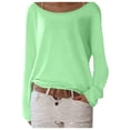 thumbnail image 1 of Wangmeiwg Women's T-Shirt Top for Women Knit Long Sleeve Solid Color Everyday Basic Layering Green XXL, 1 of 5