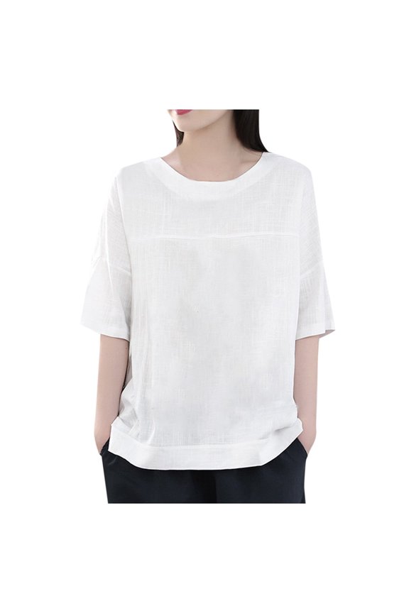 Women's T-Shirt for Women Please Don't Be Rude Lettering Print Round Neck Short Sleeve Top - Casual Wear White XL