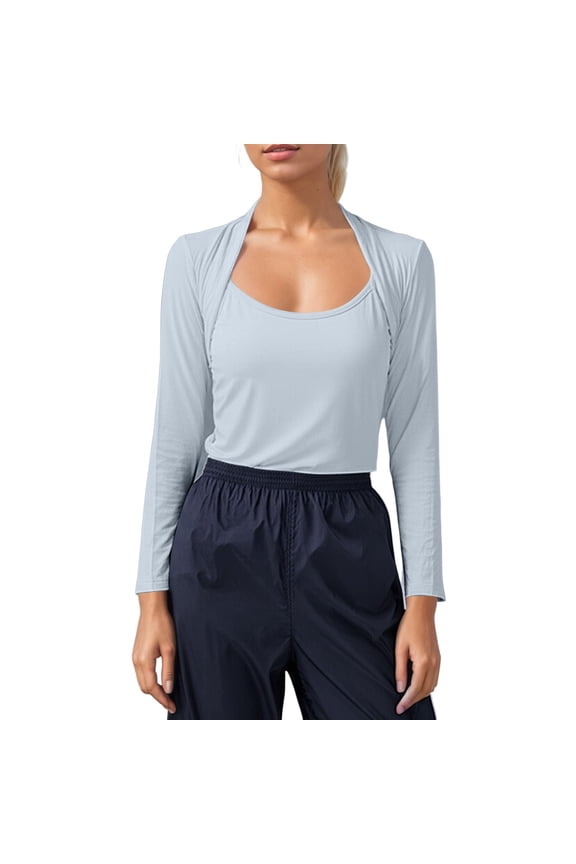 Women's T-Shirts – Casual Pure Color Long Sleeve Top Breathable Soft Fabric Spring & Summer Comfortable Everyday Tee Light Blue M