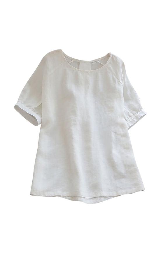 Women's T-Shirts Timeless Casual O-Neck Long Sleeve Top for Spring - Elegant Solid Blouse for Daily Wear White XL