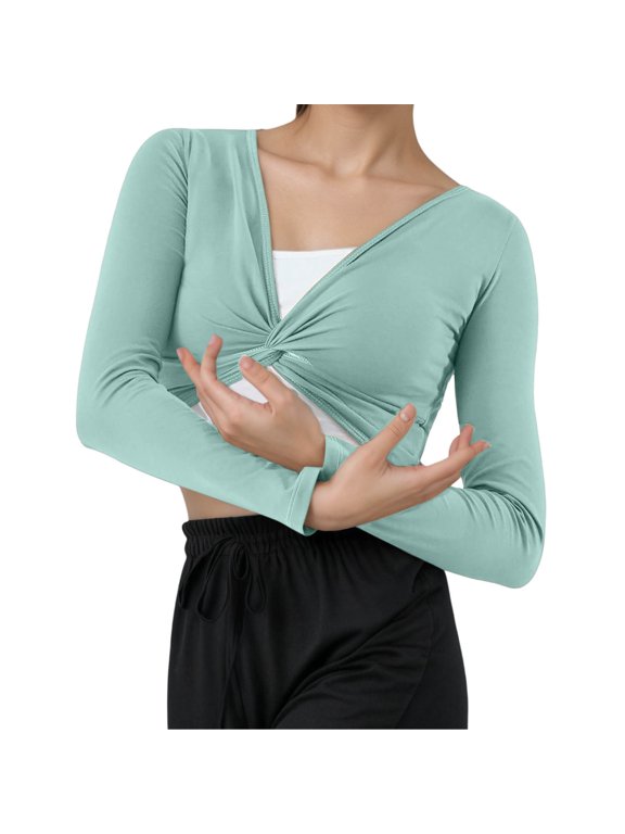 Women's T-Shirts Title for Dance Stylewear Modern Practice Top with Flowing Shawl Versatile Ballet Live Performance Top Mint Green L