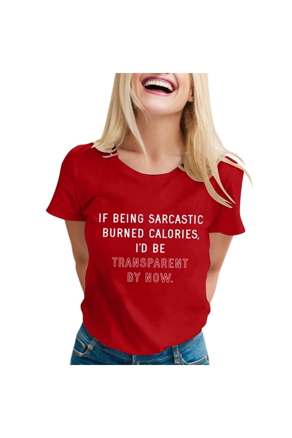Women's T-Shirts Womens Sarcastic T Shirts With Funny Sayings Novelty Graphic Tees For Women Red S