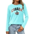 thumbnail image 1 of Wangmeiwg Womens Canada Long Sleeve Canada Day Flag T Shirt Canadian Maple Leaf Shirts Women's Casual Shirts, 1 of 3