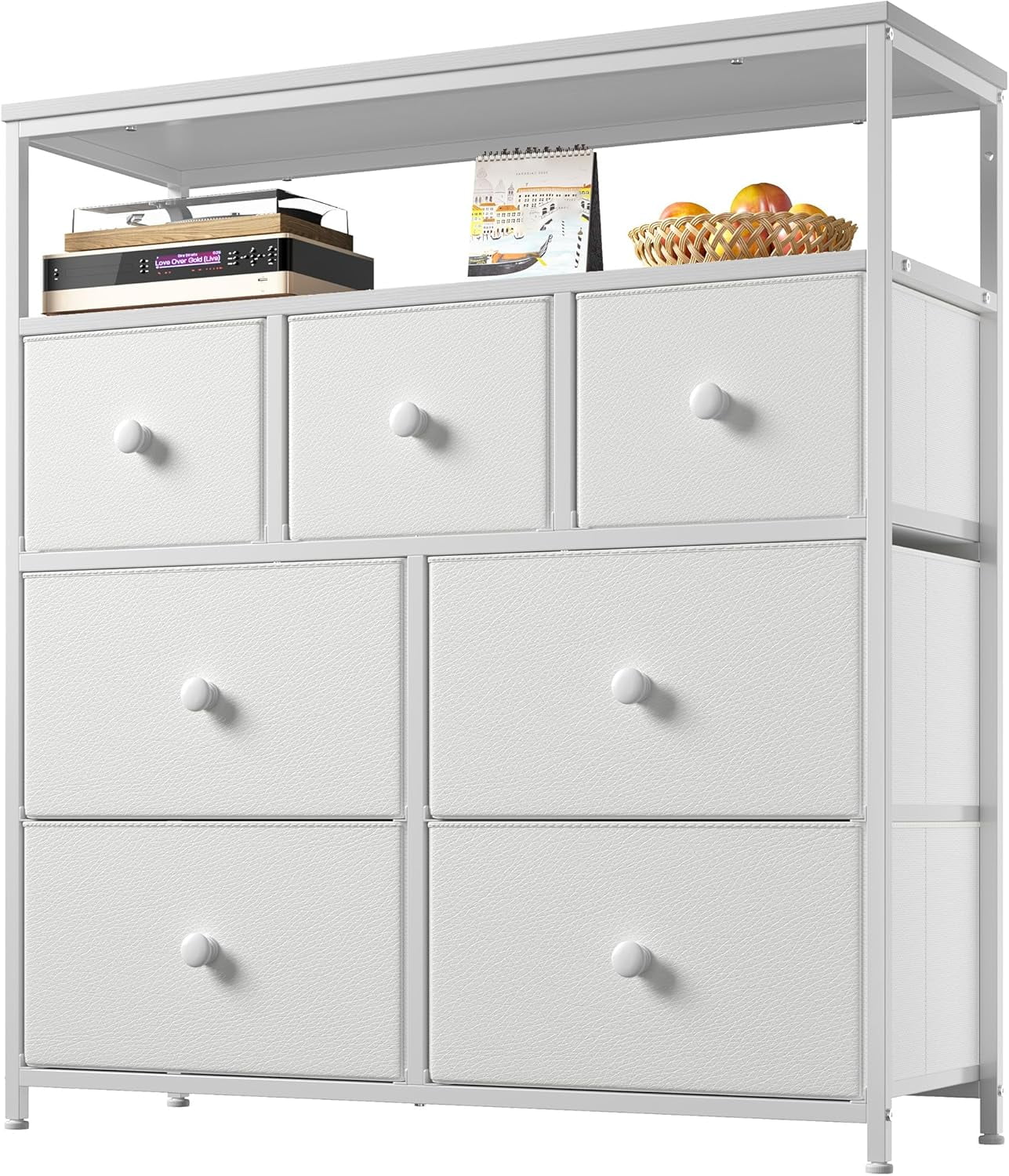 Wangood Dresser for Bedroom with 7 Drawers and 2 Shelves, TV Stand ...