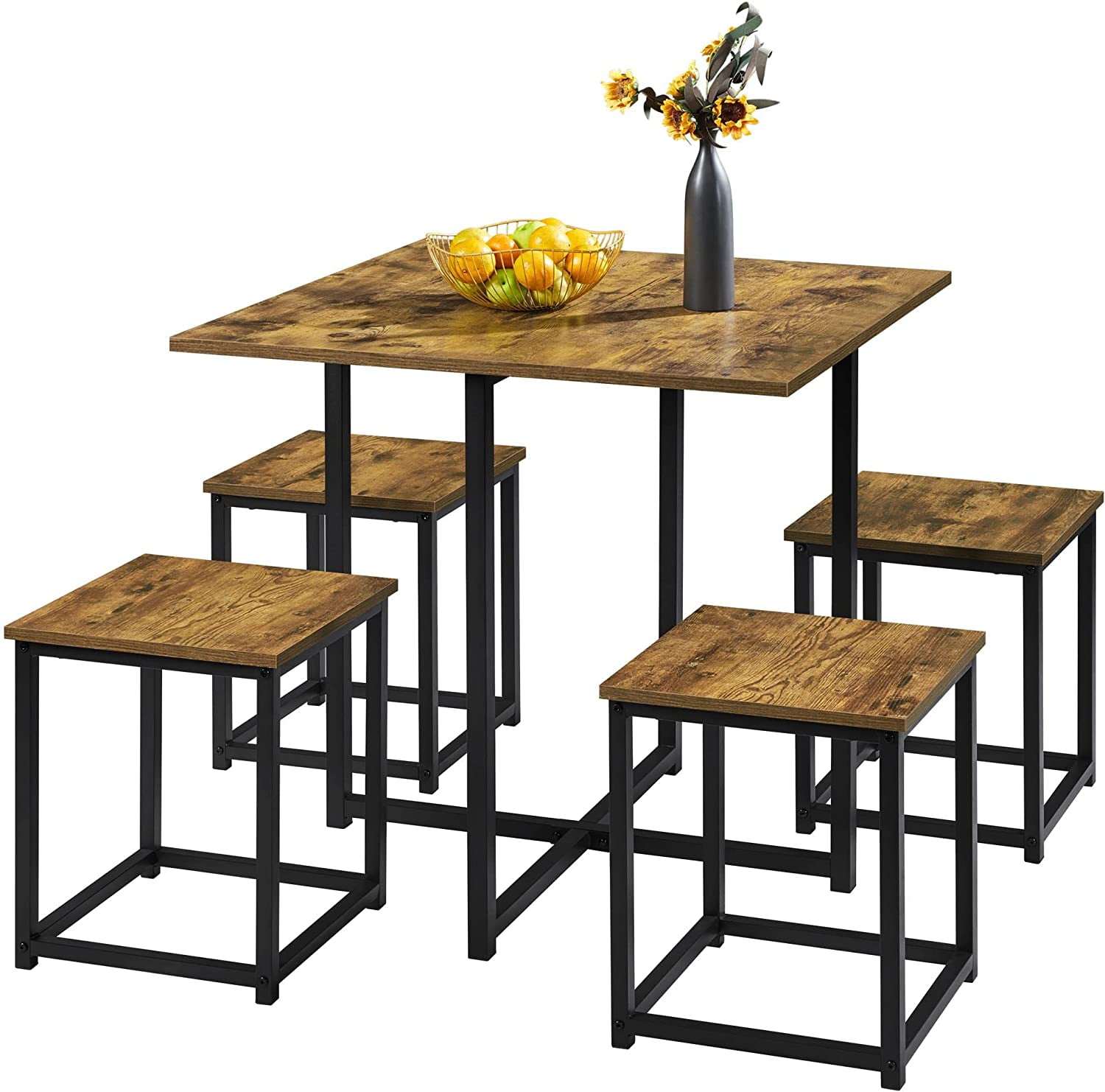Picture of Wangood Industrial Dining Table Set for 4 Compact Kitchen Table and 4 ...