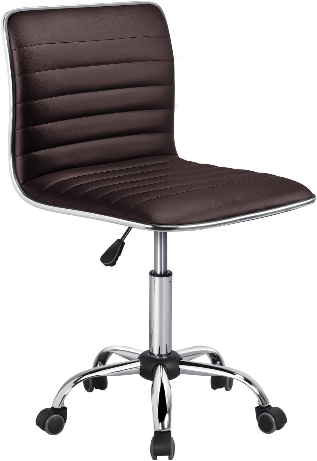 Wangood Modern PU Leather Ribbed Armless Working Office Chair ...