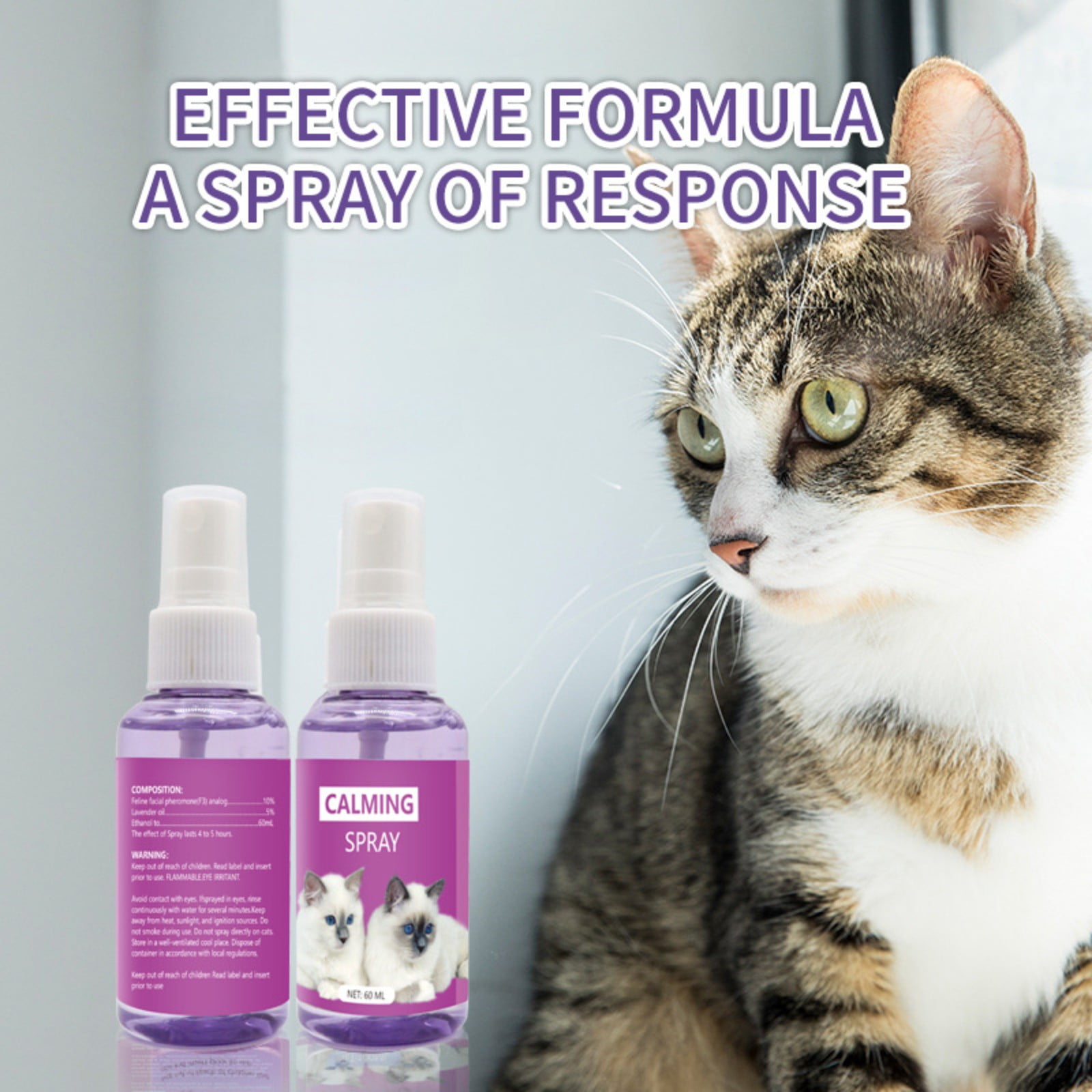 Wangxldd Cat Pheromone Spray 60ml Cat Calming Spray 1Pack Reduces