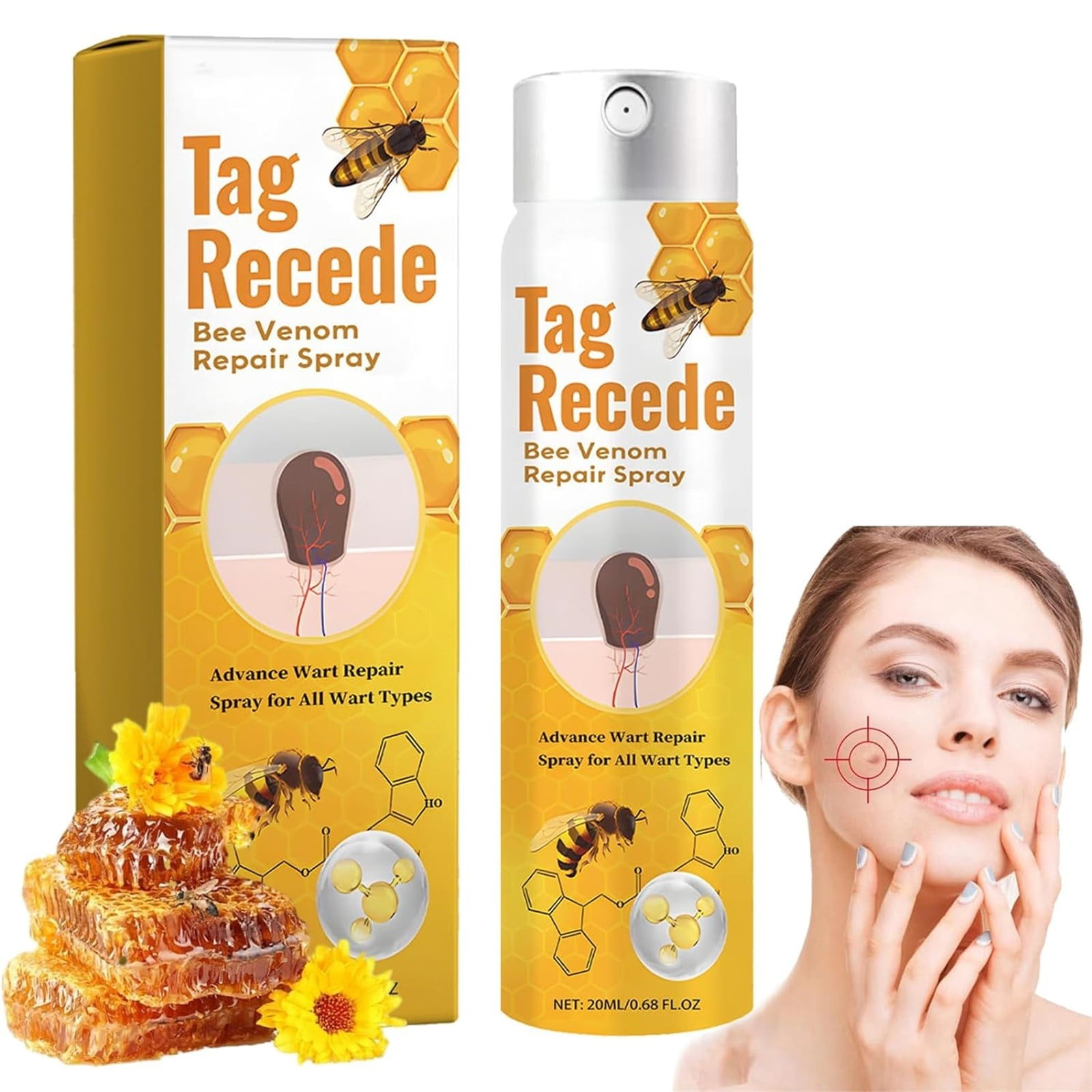 Wangxldd Tag Recede Bee Spray,Tag Recede Bee Repair Spray,Moisturizing
